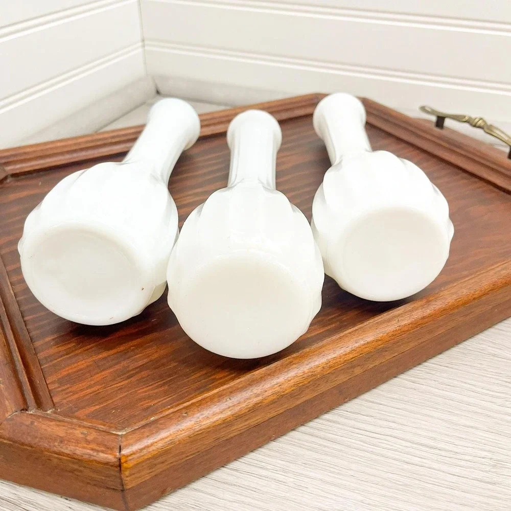 Vintage Milk‎ Glass Flower Vases Set of 3